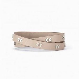 Stella & Dot Chevron Leather Wrap Bracelet - silver/taupe - never used/opened